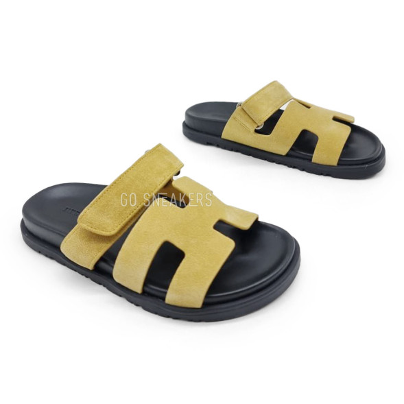 Унисекс сандалии Hermes Flip-flops Suede Black/Yellow