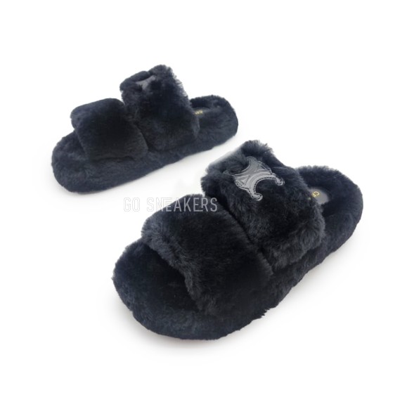 Женские шлепки Celine Flip-flops Wool Black