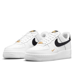Nike Air Force 1 Low 07 Essential White Black Gold Mini Swoosh