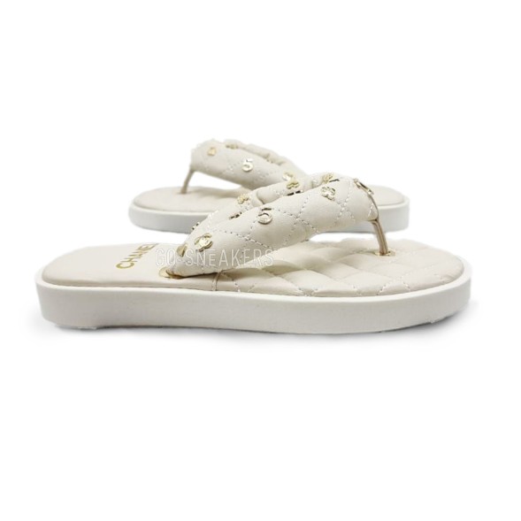 Женские шлепки Chanel 5 Flip-flops White